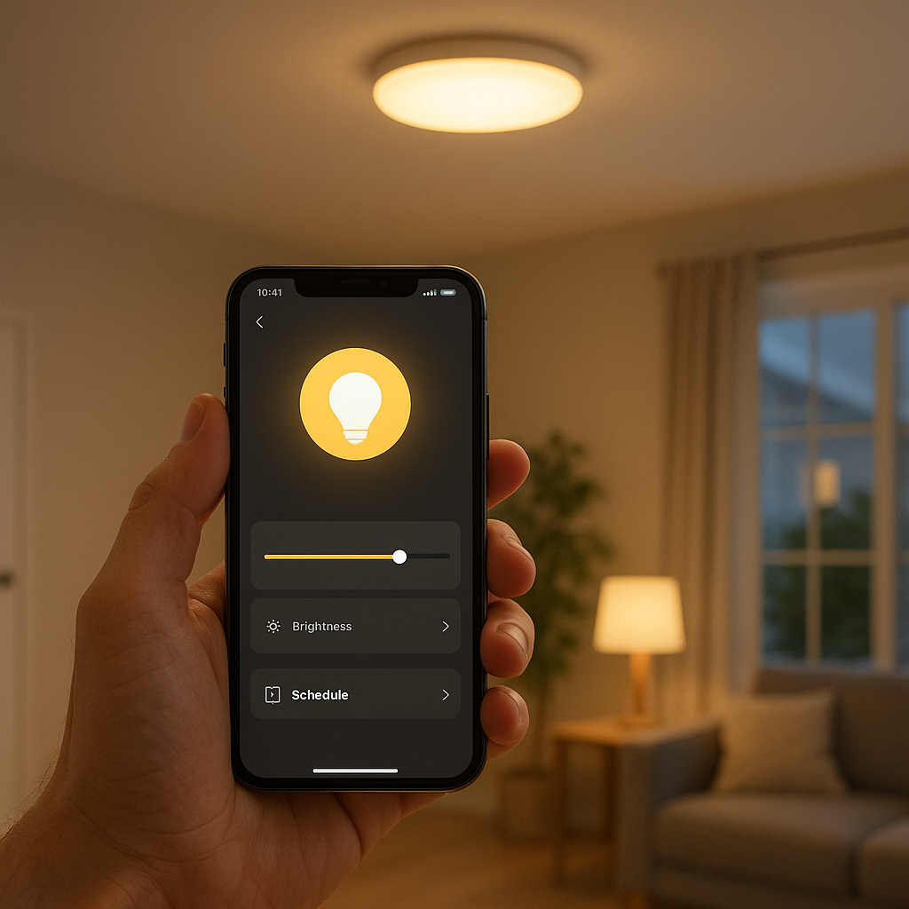 Smartphone app controlling the Wi-Fi Smart Garage Light